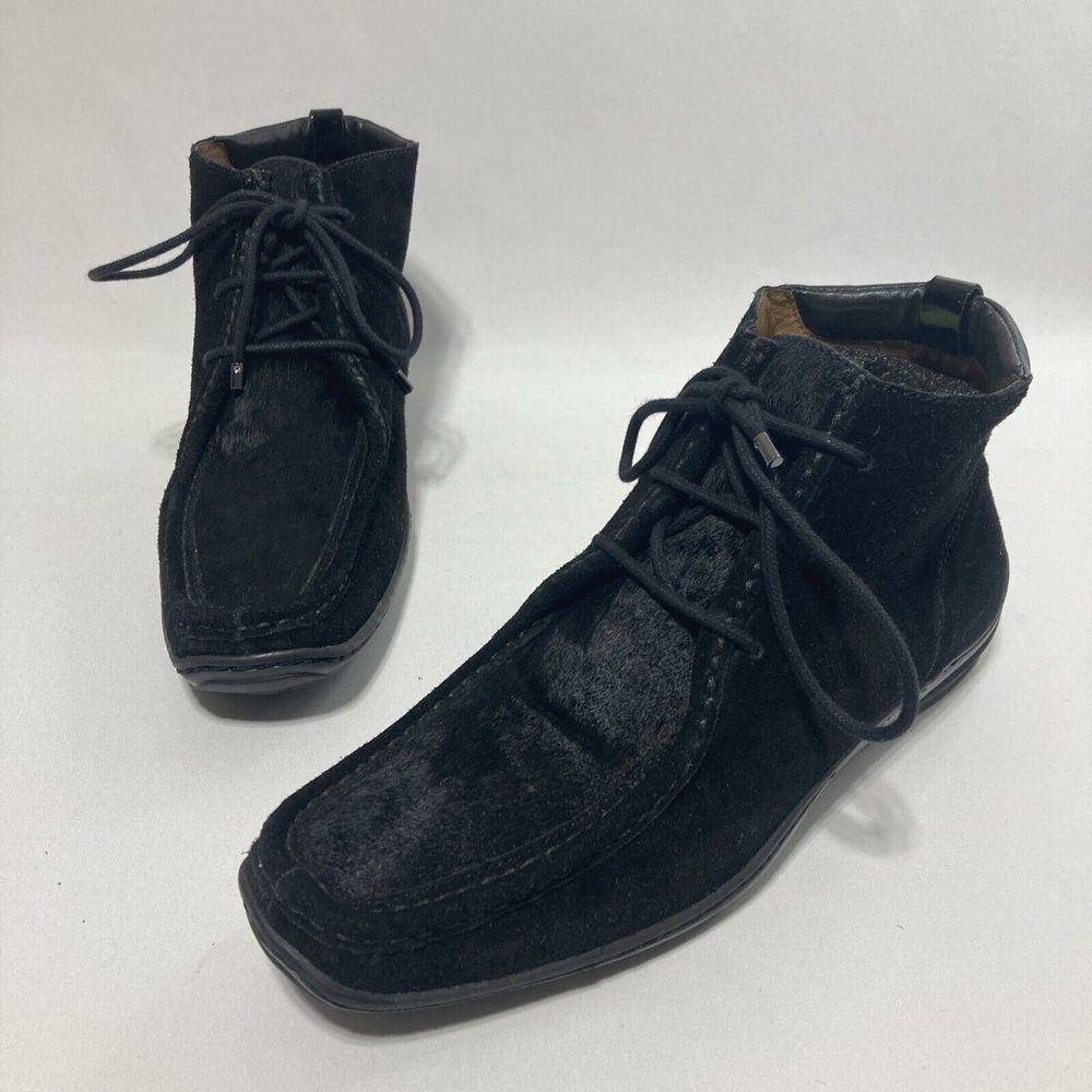 Donald J Pliner Chukka Lila Cow Hide Suede Ankle Bot‎ Moc Toe US 8M Black - Picture 2 of 12